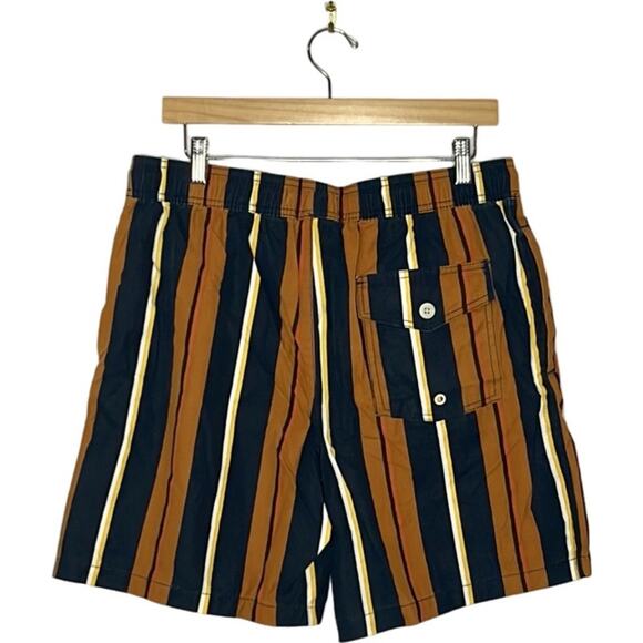 Goodthreads Mens 7 Swim Trunk | Tobacco Brown/Navy,‎ Stripe, Medium - Picture 3 of 5